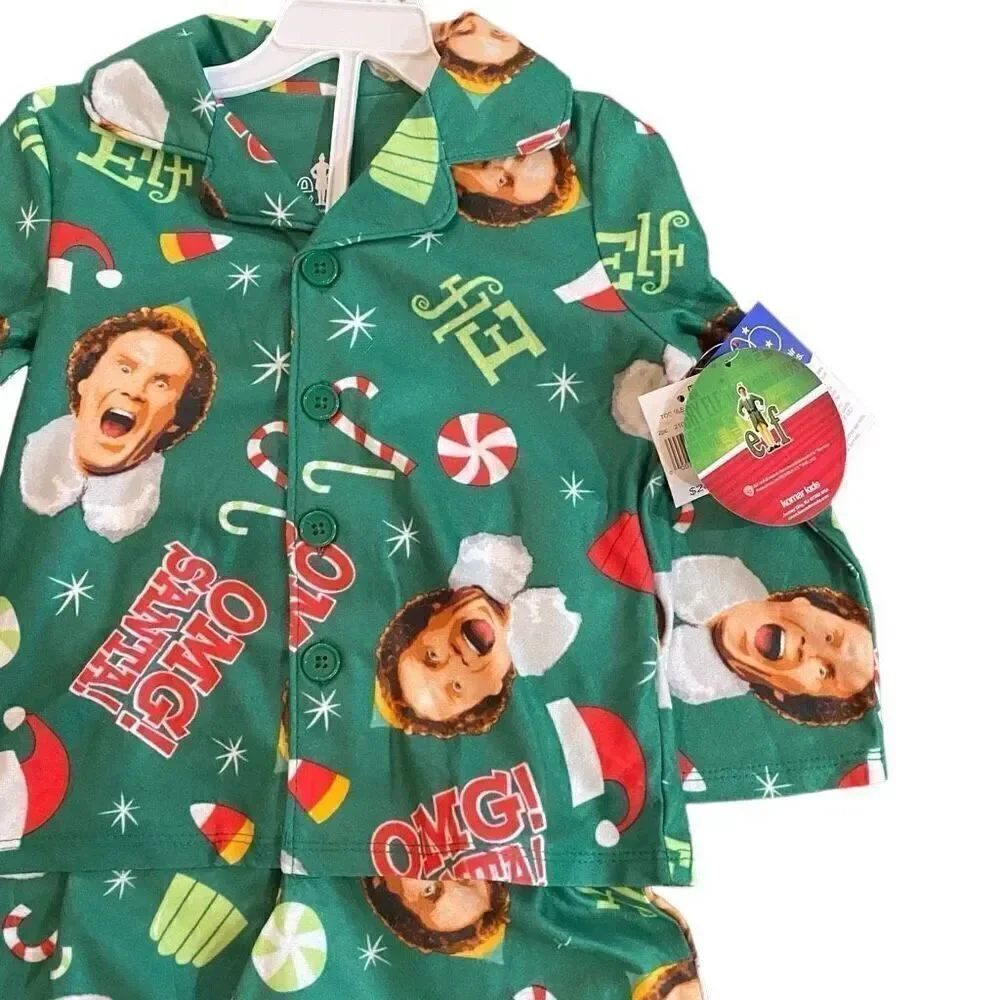 Elf NWT size 2T button up shirt and pant set green red